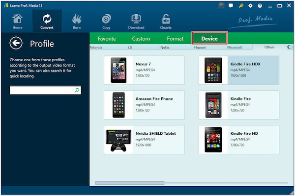 Seleccione el modelo de tableta Android