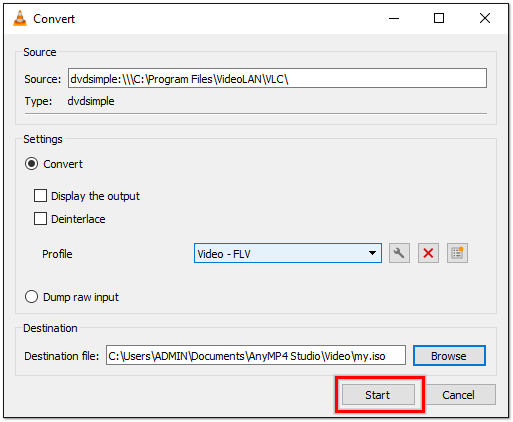 Start DVD naar FLV-conversie