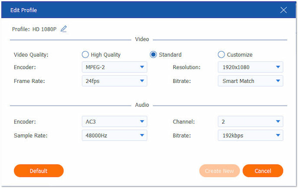 Select Gear Icon Adjust Parameters