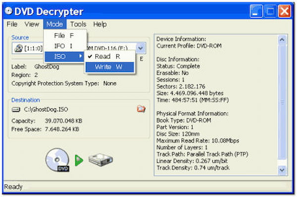 Valitse IFO Mode DVD Decrypter