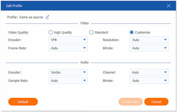 Aangepaste uitvoerparameters