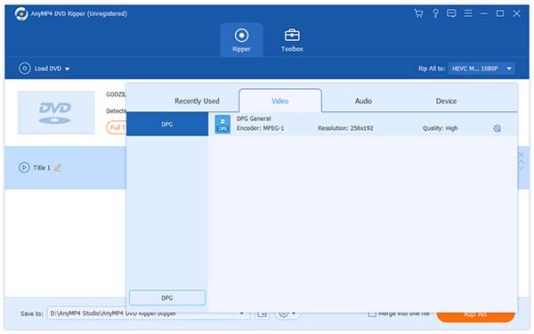 Select DPG profile