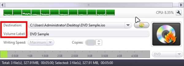 Rename Volume Label and Set Up DVD as Destination