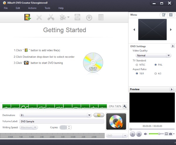 Xilisoft DVD Creator Interface