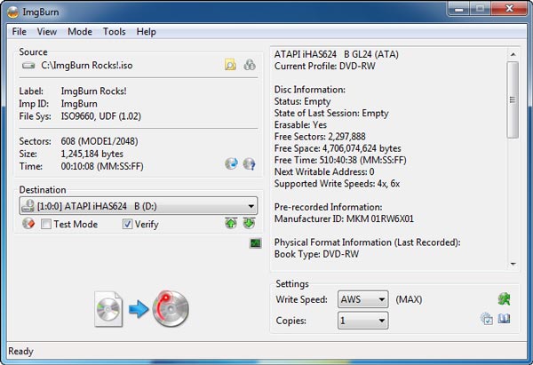 Grabar ISO a DVD con ImgBurn