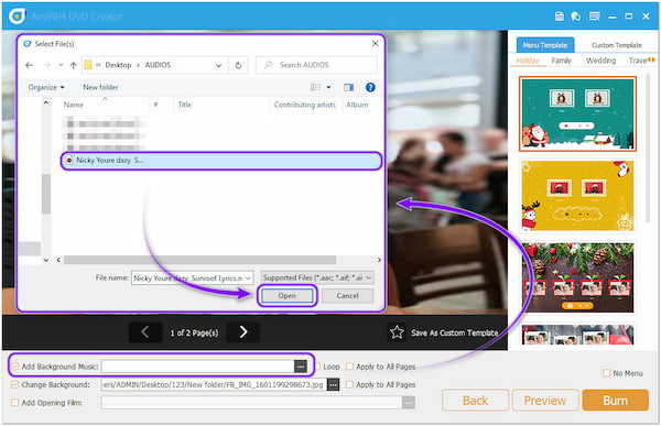 AnyMP4 Make Photo DVD s hudbou Přidat hudbu na pozadí