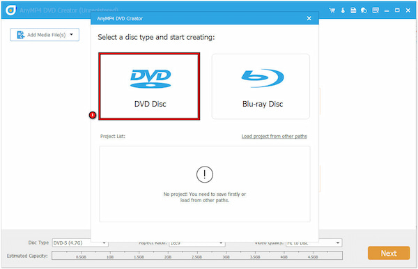 Select DVD Disc Type