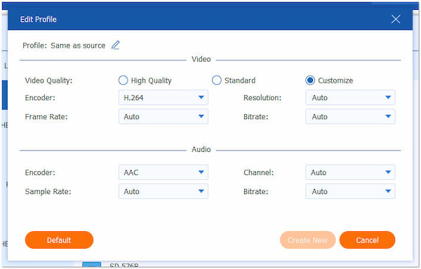 Configura profilo personalizzato