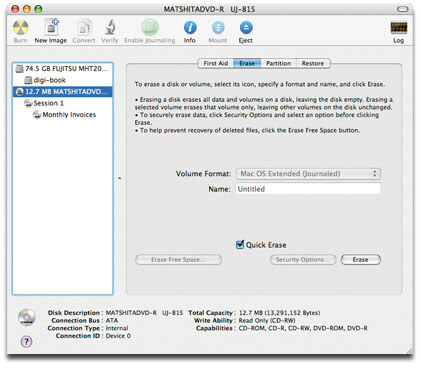 Erase DVD on Mac