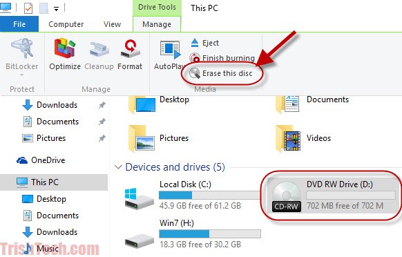 Стереть DVD на Windows