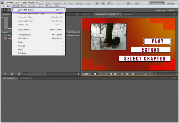 Adobe DVD Menu Maker Convert to Button