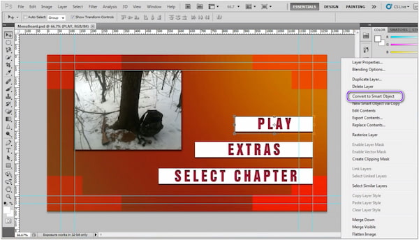 Adobe DVD Menu Maker Преобразование в объект Smark