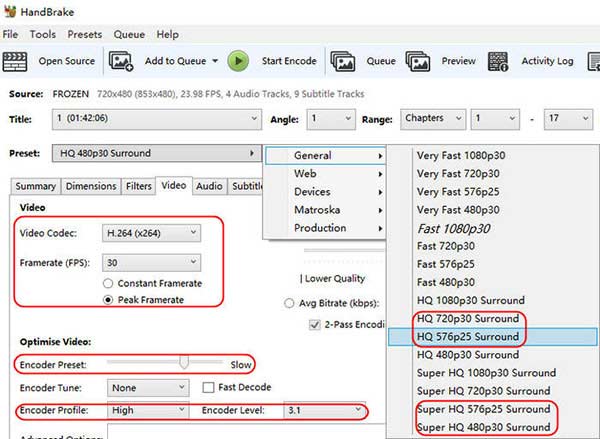 Output Settings in Handbrake
