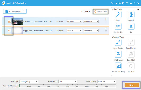 Creador de DVD Anymp4 para editar vídeos