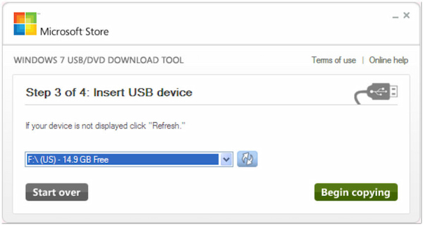 Как использовать Windows USB DVD Download Tool Начать копирование