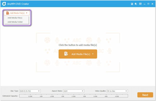 Strumento di download di DVD USB per Windows AnyMP4 Aggiungi supporto