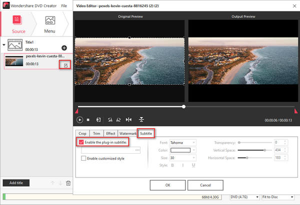 Aggiungi sottotitoli Wondershare DVD Creator