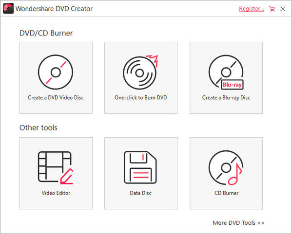 Interface do criador de DVD Wondershare