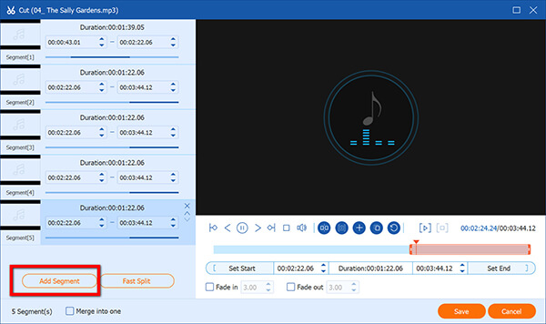 Adicionar várias partes musicais
