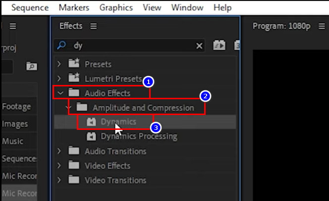 Hang tömörítése az Adobe Premiere Dynamics alkalmazásban