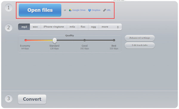 Audio tömörítése Online Audio Converter feltöltése