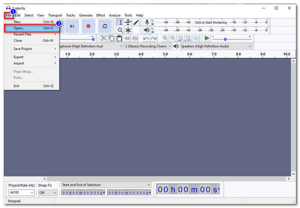 Audacity Aggiungi file audio