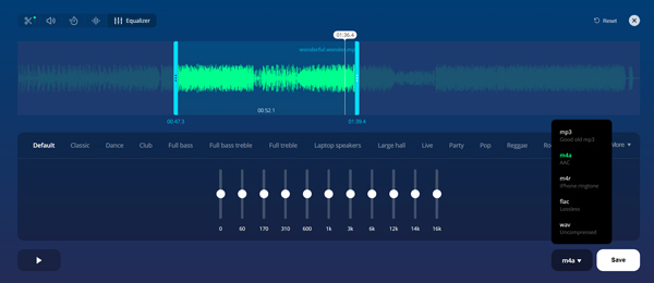 Vágja le az ingyenes audio fájlt online