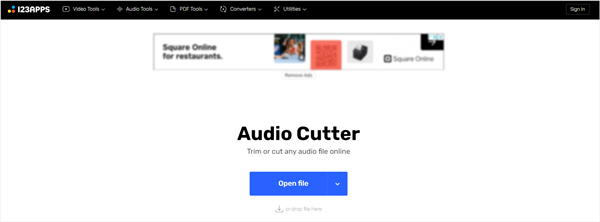Open 123APPS Audio Cutter