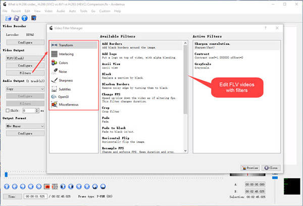 FLV video editor avidemux