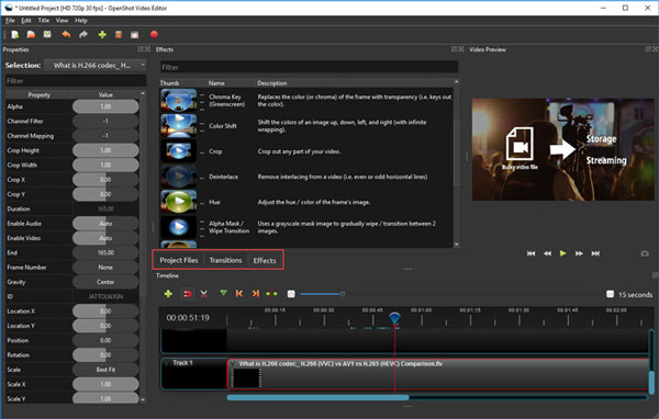 Otevře se video editor FLV