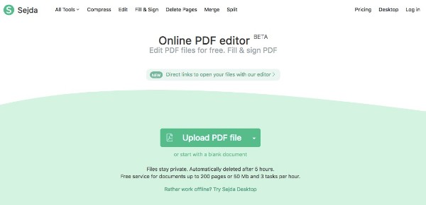 Rediger en PDF-fil med Sejda Online PDF Editor