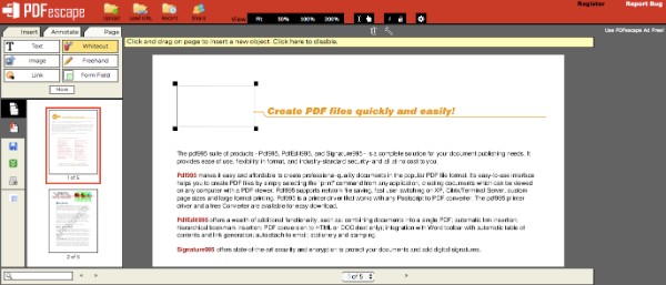 Upravte soubor PDF pomocí programu PDFescape