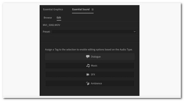 Adobe Premiere Pro Essential Dialogue hangpanel