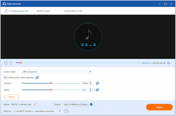 AnyMP4 Rimuovi l'anteprima del rumore di fondo