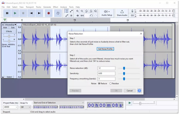 Software pro redukci šumu Audacity