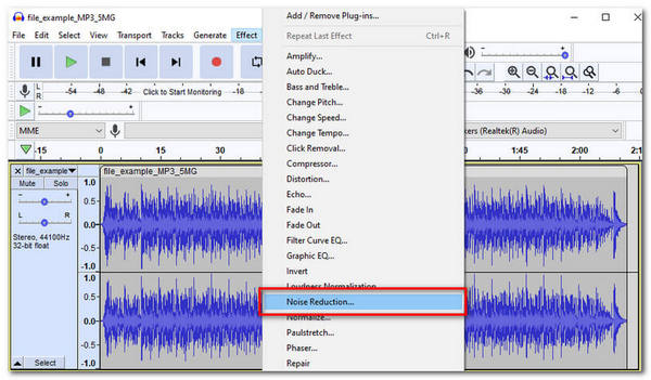 Reducción de ruido Audacity