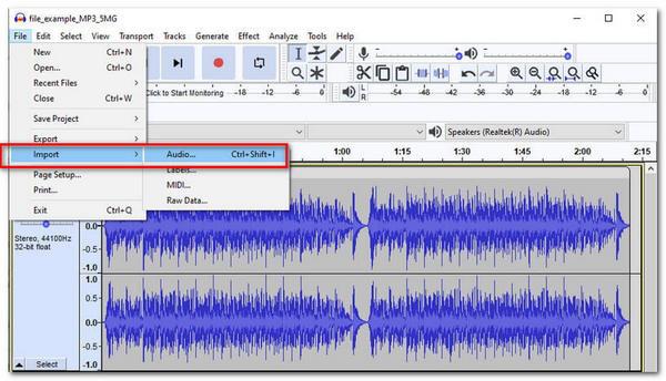 Importación de audio de Audacity