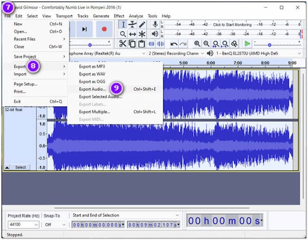 Audacity Audio Reverser Export