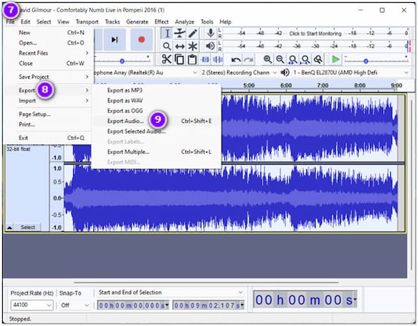 Eksport Audacity Audio Reverser