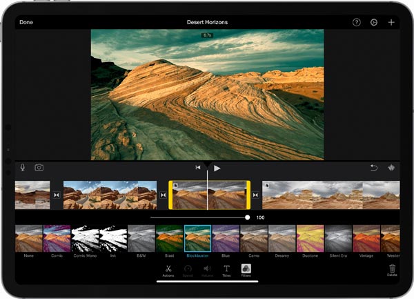 Skift videofarve med iMovie-filtre