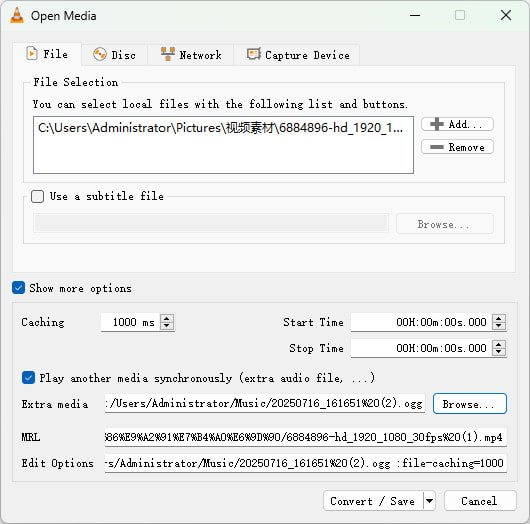 VLC Add Audio By Convert