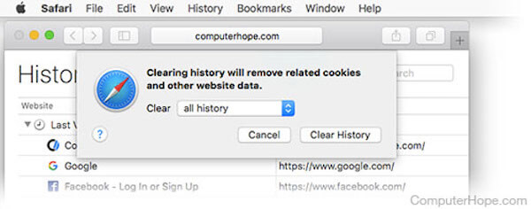 Safari all history clear