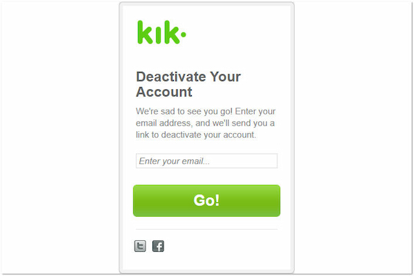 Disattiva l'account Kik