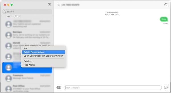 Como excluir uma conversa inteira no Mac