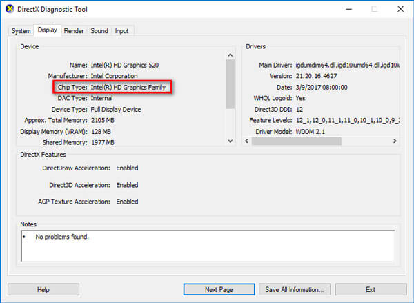 Strumento di diagnostica DirectX