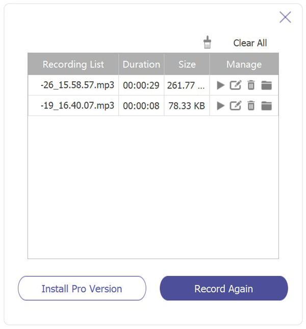 Detener Guardar grabación de audio