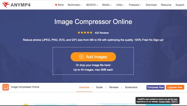 AnyMP4 Image Compressor en línea