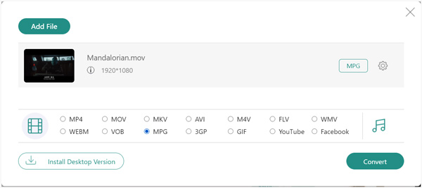 Конвертировать MOV в MPEG бесплатно