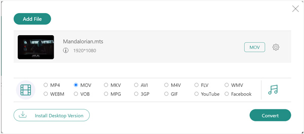 Convert MTS to MOV free online