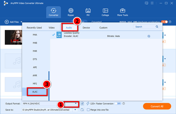 Select ALAC Output Format